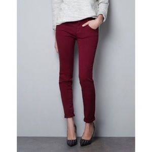 Zara Burgundy Jeans - Frayed Hem